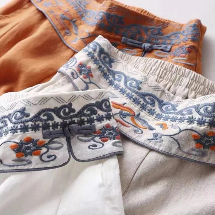 Coral Linen Pants
