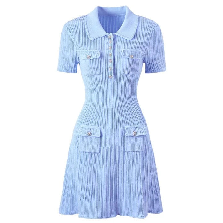 CELESTE™ BUTTON MINI DRESS
